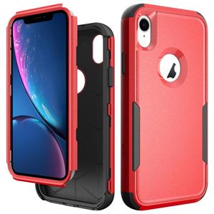 huismerk TPU + PC schokbestendige beschermhoes voor iPhone XR (rood + zwart)