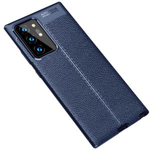 huismerk Voor Samsung Galaxy Note20 Ultra Litchi Texture TPU Schokbestendige case (Navy Blue)