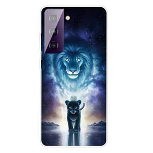 huismerk Voor Samsung Galaxy S21 5G gekleurd tekenpatroon zeer transparante TPU beschermhoes (Lion King)