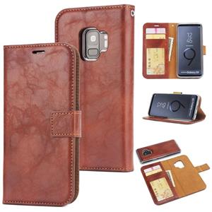 huismerk Voor Samsung Galaxy S9 Crazy Horse Texture Afneembare Magnetische achterkant Horizontale Flip Lederen Case met Houder & Card Slots & Photo Frame & Wal