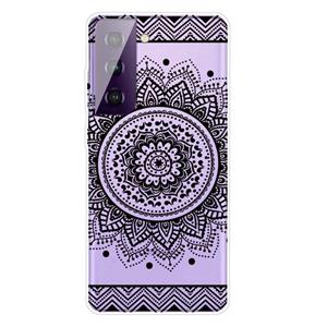 huismerk Voor Samsung Galaxy S21 + 5G gekleurd tekenpatroon zeer transparante TPU beschermhoes (mandala)