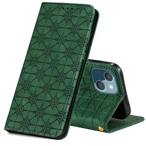 huismerk Lucky Flowers embossing patroon magnetische horizontale flip lederen tas met houder & kaart slots voor iphone 13 mini