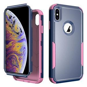 huismerk TPU + PC schokbestendig beschermhoesje voor iPhone XS / X (Royal Blue + Roze)