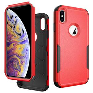 huismerk TPU + PC schokbestendige beschermhoes voor iPhone XS / X (rood + zwart)