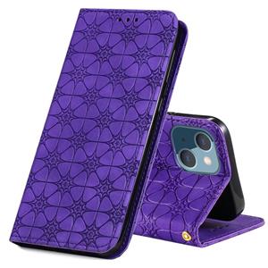 huismerk Lucky Flowers embossing patroon magnetische horizontale flip lederen tas met houder & kaart slots voor iphone 13 mini