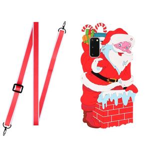 huismerk Voor Samsang Galaxy S20 Kerst Serie Siliconen Shockproof Case met neklanyard (Santa Claus)