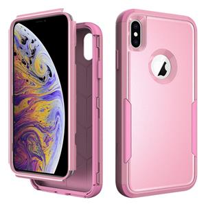 huismerk TPU + PC schokbestendige beschermhoes voor iPhone XS / X (roze)