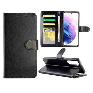 huismerk Voor Samsung Galaxy S21+ 5G/S21 Plus 5G Crazy Horse Texture Leather Horizontale Flip Beschermhoes met Houder & Kaart Slots & Wallet & Photo Frame(Zwar