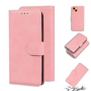 huismerk Huid Feel Pure Color Horizontale Flip Leren Case met Houder & Card Slots & Portemonnee voor iPhone 13 Mini (Pink)