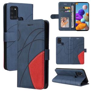 huismerk Voor Samsung Galaxy A21S Dual-Color Splicing Horizontale Flip PU Lederen Case met Houder & Card Slots & Portemonnee