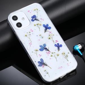 huismerk Gypsophila Bloemen Patroon TPU Beschermhoes voor iPhone 12 mini(Blauw)