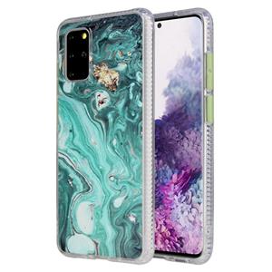 huismerk Voor Samsung Galaxy S20+ gekleurd glazuur marmer TPU + PC Beschermhoes(Groen)