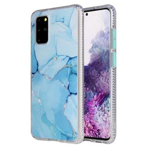 huismerk Voor Samsung Galaxy S20+ gekleurd glazuur marmer TPU + PC Beschermhoes(Blauw)