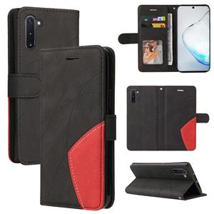 huismerk Voor Samsung Galaxy Note10 Dual-Color Splicing Horizontale Flip PU Lederen Case met Houder & Card Slots & Portemonnee (Zwart)