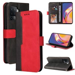 Voor Oppo A94 4G / F19 PRO / RENO5 F Zakelijke Stikselkleur Horizontale Flip PU Lederen Case met Houder & Card Slots & Photo Frame & Lanyard