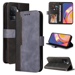 Voor OPPO A94 4G / F19 PRO / RENO5 F Zakelijke Stikselkleur Horizontale Flip PU lederen tas met houder & kaartslots & fotolijst & lanyard