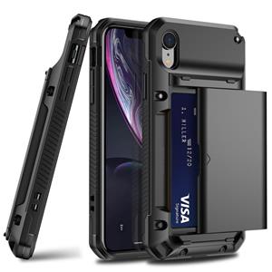 huismerk Voor iPhone XR PC + TPU Schokbestendig Heavy Duty Armor Beschermhoes met Slide Multi-Card Slot (Zwart)