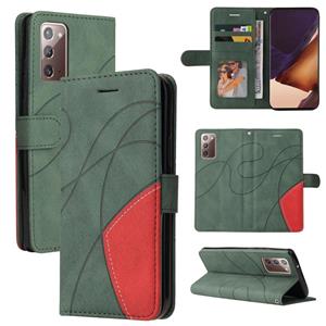 huismerk Voor Samsung Galaxy Note20 Dual-Color Splicing Horizontale Flip PU Lederen Case met Houder & Card Slots & Portemonnee