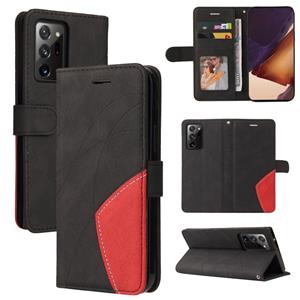 huismerk Voor Samsung Galaxy Note20 Ultra Dual-Color Splicing Horizontale Flip PU Lederen Case met Houder & Card Slots & Portemonnee (Zwart)