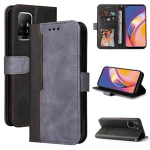 huismerk Voor Oppo A94 5G / F19 PRO + 5G / RENO5 Z / A95 5G Business Stitching-Color Horizontal Flip PU Lederen Case met Houder & Card Slots & Fotolier & Lanya