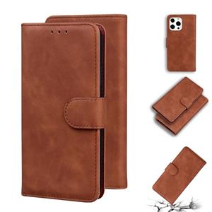 huismerk Skin Feel Pure Color Horizontal Flip Leren Case met Houder & Card Slots & Portemonnee voor iPhone 13 Pro (Brown)