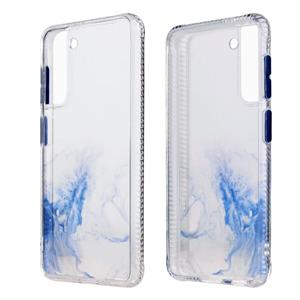 huismerk Voor Samsung Galaxy S21 5G Marble Texture TPU + PC Beschermhoes (Wit blauw)