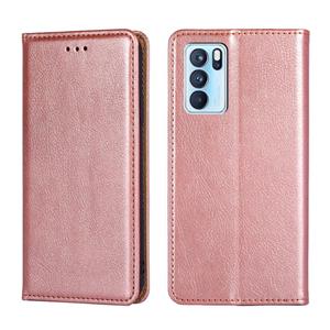 huismerk For OPPO Reno6 Pro 5G Gloss Oil Solid Color Magnetic Leather Phone Case(Rose Gold)