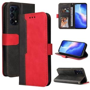 huismerk Voor Oppo Reno5 4G / 5G / Find X3 Lite Business Stitching-Color Horizontale Flip PU Lederen Case met Houder & Card Slots & Fotolijst & Lanyard