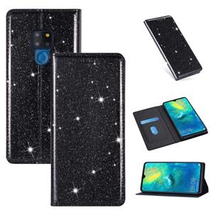 Huismerk Voor Huawei Mate 20 Ultrathin Glitter Magnetic Horizontal Flip Leather Case met Holder & Card Slots(Zwart)