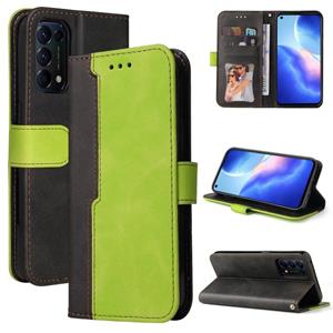 huismerk Voor Oppo Reno5 4G / 5G / Find X3 Lite Business Stitching-Color Horizontale Flip PU Lederen Case met Houder & Card Slots & Fotolier & Lanyard