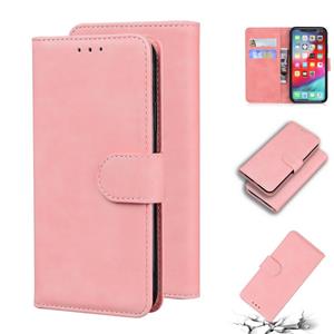 huismerk Huid Feel Pure Color Flip Leather Telefoon Case voor iPhone XS MAX (PINK)