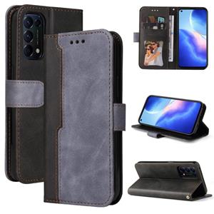 huismerk Voor Oppo Reno5 4G / 5G / Find X3 Lite Business Stitching-Color Horizontal Flip PU Lederen Case met Houder & Card Slots & Fotolier & Lanyard