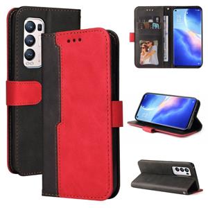 huismerk Voor Oppo Reno5 Pro + 5G / Find X3 Neo Business Stitching-Color Horizontale Flip PU-lederen tas met houder & kaartslots & fotolijst & lanyard