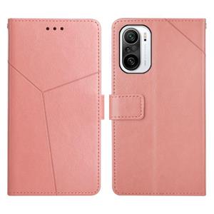 huismerk Voor Xiaomi Redmi K40 / K40 Pro y Stitching Horizontal Flip Leather Phone Case (Rose Gold)