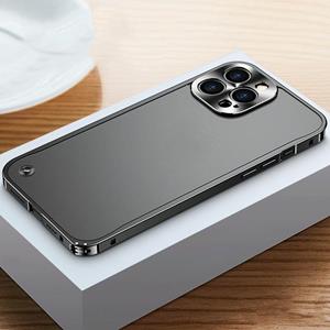 huismerk Metalen frame Frosted Case voor iPhone 13 Pro (Black)