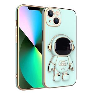 huismerk Plating Astronaut Holder Telefoonhoesje voor iPhone 13 Pro Max (Matcha Green)