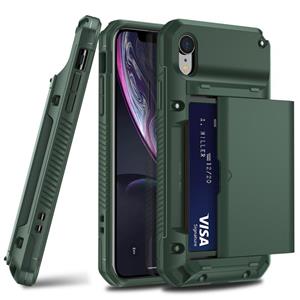 huismerk Voor iPhone XS Max PC + TPU Schokbestendig Heavy Duty Armor Beschermhoes met Slide Multi-Card Slot (Army Green)