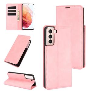 huismerk Voor Samsung Galaxy S21 Plus 5G Retro-skin Business Magnetic Suction Leather Case met Holder & Card Slots & Wallet (Pink)