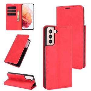 huismerk Voor Samsung Galaxy S21 Plus 5G Retro-skin Business Magnetic Suction Leather Case met houder & Kaart Slots & Portemonnee (Rood)