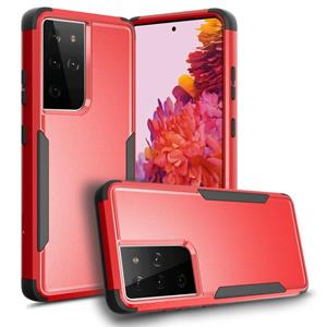 huismerk Voor Samsung Galaxy S21 Ultra 5G TPU + PC Shockproof Beschermhoes (Rood + Zwart)