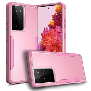 huismerk Voor Samsung Galaxy S21 Ultra 5G TPU + PC Shockproof Beschermhoes (Roze)