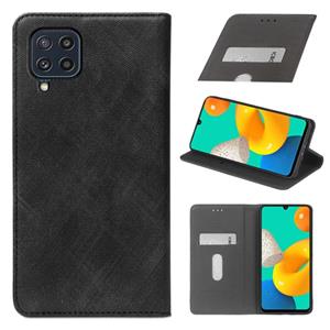 huismerk Voor Samsung Galaxy M32 Doek Textuur Retro Horizontale Flip PU Lederen Schokdichte Case met Houder & Card Slot