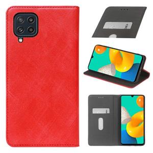 huismerk Voor Samsung Galaxy M32 Doek Textuur Retro Horizontale Flip PU Lederen Schokbestendig Case met Houder & Card Slot