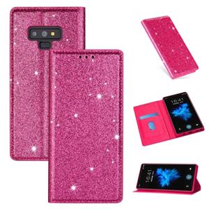 huismerk Voor Samsung Galaxy Note 9 Ultrathin Glitter Magnetic Horizontal Flip Leather Case met Holder & Card Slots (Rose Red)