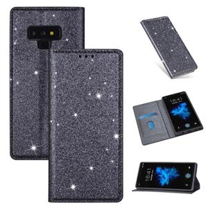 huismerk Voor Samsung Galaxy Note 9 Ultrathin Glitter Magnetic Horizontal Flip Leather Case met Holder & Card Slots(Grijs)