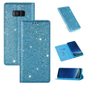 huismerk Voor Samsung Galaxy S8+ Ultrathin Glitter Magnetic Horizontal Flip Leather Case met Holder & Card Slots (Sky Blue)