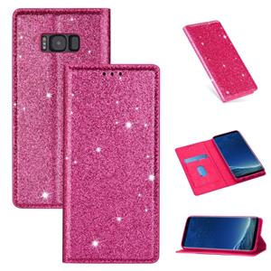 huismerk Voor Samsung Galaxy S8+ Ultrathin Glitter Magnetic Horizontal Flip Leather Case met Holder & Card Slots(Rose Red)