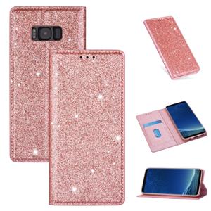 huismerk Voor Samsung Galaxy S8+ Ultrathin Glitter Magnetic Horizontal Flip Leather Case met Holder & Card Slots (Rose Gold)