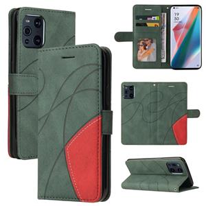 huismerk Voor Oppo Vinden X3 / Find X3 Pro Dual-Color Splicing Horizontale Flip PU Lederen Case met Houder & Card Slots & Portemonnee