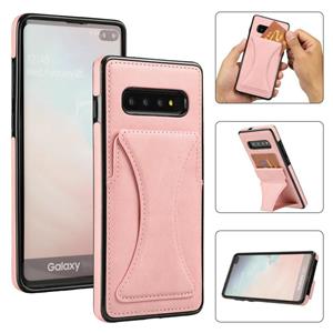 huismerk Voor Samsung Galaxy S10 + ultradunne schokbestendige beschermhoes met houder (ROSE GOUD)